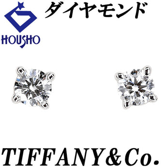 ティファニー ダイヤモンド ピアス Pt950 TIFFANY&Co. 一粒石 ソリティア 華奢【中古】【901682】