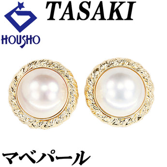 タサキ 田崎真珠 マベパール イヤリング K18イエローゴールド TASAKI ロープ 一粒パール【中古】【901683】