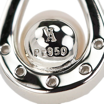 ヴァンドーム青山 アコヤ真珠 ネックレス ダイヤモンド Pt950 Pt850 VENDOME AOYAMA ドロップ 雫 しずく 涙 なみだ 華奢 細め【中古】【901704】