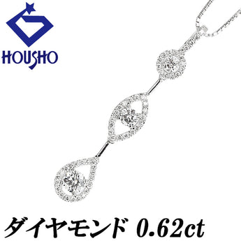 ダイヤモンド ネックレス  ダイヤモンド K18ホワイトゴールド 透かし ドロップ 雫 しずく 涙 なみだ【中古】【901730】