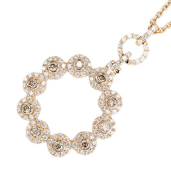 ダイヤモンド ネックレス K18ピンクゴールド サークル ラウンド 円 丸【中古】【901731】