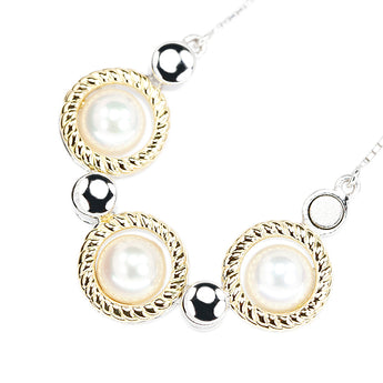 タサキ 田崎真珠 アコヤ真珠 ネックレス K18ホワイトゴールド K18イエローゴールド TASAKI バーシブル 2way ステーション【中古】【901732】