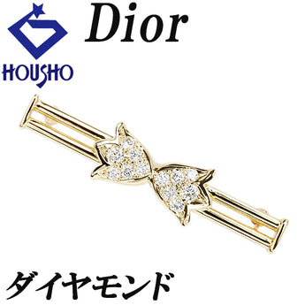 ディオール ダイヤモンド ブローチ K18イエローゴールド Dior リボン【中古】【901737】