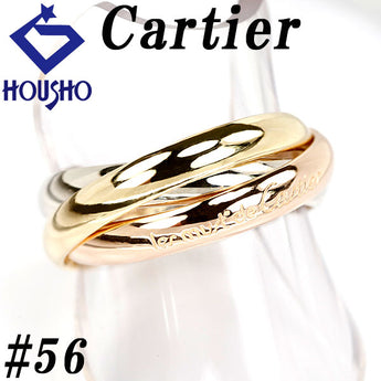 カルティエ トリニティ リング K18イエローゴールド K18ホワイトゴールド K18ピンクゴールド CARTIER ＃56 3連 スリーカラーゴールド メンズ ユニセックス 地金のみ 石なし【中古】【901762】