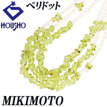 ミキモト ペリドット ネックレス アコヤ真珠 SV MIKIMOTO 重ね付け風 3連 ベビーパール【中古】【901765】