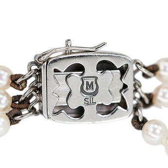 ミキモト ペリドット ネックレス アコヤ真珠 SV MIKIMOTO 重ね付け風 3連 ベビーパール【中古】【901765】