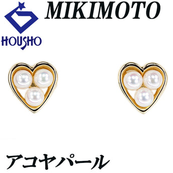 ミキモト アコヤ真珠 ピアス K18イエローゴールド MIKIMOTO ハート ベビーパール【中古】【901775】