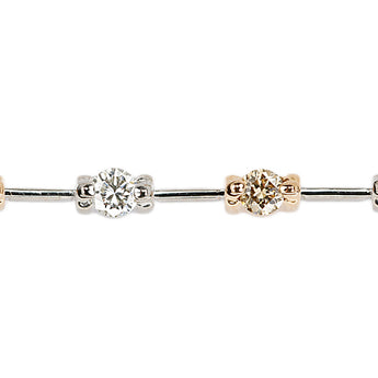 ライン デビアス DE BEERS ダイヤモンド ブレスレット  K18ピンクゴールド K18ホワイトゴールド LINE コンビ ステーション【中古】【901791】