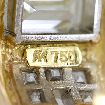 AKコレクション ダイヤモンド リング  ダイヤモンド K18イエローゴールド Pt900 AK collection チェック 格子 幅広 太め エメラルドカット 変形カット ファンシーカット 梨地 マット ツヤ消し【中古】【901805】