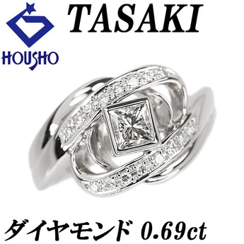 タサキ 田崎真珠 ダイヤモンド リング  ダイヤモンド Pt900 TASAKI 変形カット ファンシーカット プリンセスカット 透かし メンズ ユニセックス【中古】【901808】