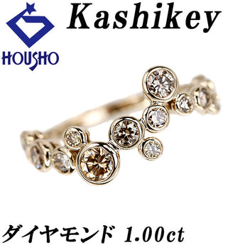 カシケイ ブラウンダイヤモンド ベゼル リング  K18ブラウンゴールド Kashikey ドット【中古】【901810】
