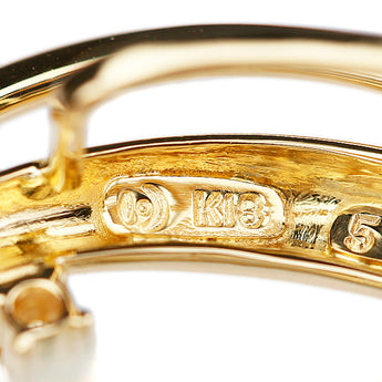 タサキ 田崎真珠 アクアマリン ブローチ  ダイヤモンド K18イエローゴールド TASAKI 透かし【中古】【901829】