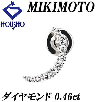 ミキモト ダイヤモンド ブローチ  K18ホワイトゴールド MIKIMOTO ピンブローチ カーブ 三日月 ムーン【中古】【901831】