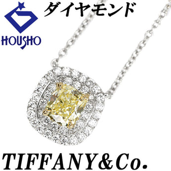 ティファニー イエローダイヤモンド ソレスト ネックレス ダイヤモンド Pt950 K18イエローゴールド TIFFANY&Co. 変形カット ファンシーカット クッションカット【中古】【901840】