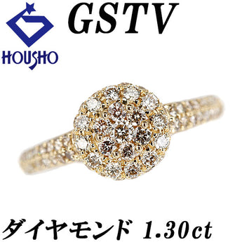 ジーエスティービー ブラウンダイヤモンド リング  K18イエローゴールド GSTV ラウンド サークル 丸 円【中古】【901847】