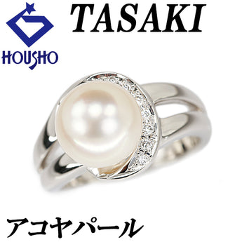 タサキ 田崎真珠 アコヤ真珠 リング ダイヤモンド Pt900 TASAKI 透かし【中古】【901848】