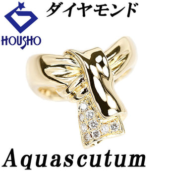 アクアスキュータム ダイヤモンド リング K18イエローゴールド Aquascutum ボウタイ【中古】【901854】