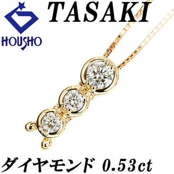 タサキ 田崎真珠 イエローダイヤモンド ネックレス  K18イエローゴールド TASAKI ループタイ トリロジー 3連【中古】【901864】