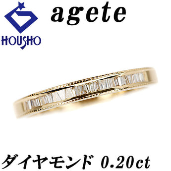 アガット ダイヤモンド リング  K18イエローゴールド agete ハーフエタニティ 一文字 細め テーパーカット 変形カット ファンシーカット【中古】【901872】