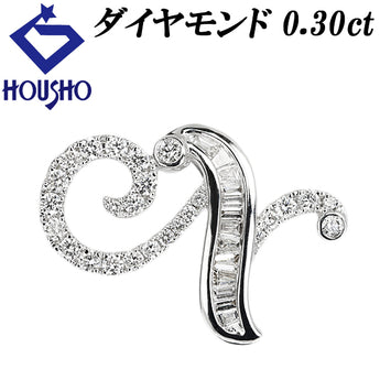 Diamond pendant top in 18K white gold with the initial "N" in English. [Pre-owned] [Product Number: 901884]