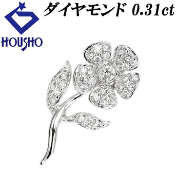 ダイヤモンド ペンダントトップ  K18ホワイトゴールド 花 フラワー 植物 ボタニカル パヴェ【中古】【901887】