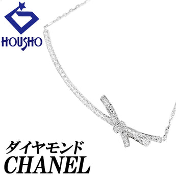 シャネル ダイヤモンド リュバンドゥシャネル ネックレス K18ホワイトゴールド CHANEL リボン【中古】【901889】