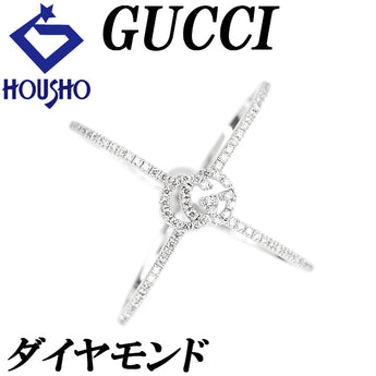 グッチ ダイヤモンド GGランニング リング K18ホワイトゴールド GUCCI #10 クロス ロゴ【中古】【901904】