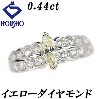 イエローダイヤモンド リング  ダイヤモンド Pt900 マーキスカット 変形カット ファンシーカット【中古】【901923】
