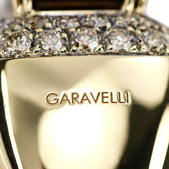 GARAVELLI ガラヴェリ クォーツ Milano ミラノ リング ブラウンダイヤモンド K18イエローゴールド 幅広 太め メンズ ユニセックス【中古】【901947】