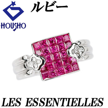 笠原真寿美/レ・エッセンシャル ルビー リング ダイヤモンド K18ホワイトゴールド KASAHARA MASUMI/LES ESSENTIELLES ミステリーセッティング 【中古】【901956】