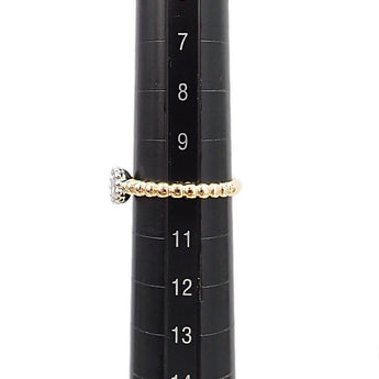 Diamond ring in 18K yellow gold (Pt900) with a single stone, milgrain and dots. [Pre-owned] [Product Number: 901963]