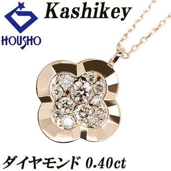 カシケイ ブラウンダイヤモンド モティーフ ネックレス  K18ブラウンゴールド K18ピンクゴールド Kashikey 花 フラワー 植物 ボタニカル パヴェ ロング【中古】【901977】