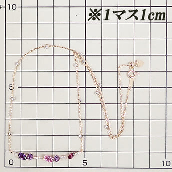 ピンクサファイア ネックレス  ダイヤモンド マルチカラーストーン K18ピンクゴールド マルチカラーストーン カーブ ステーション【中古】【901983】