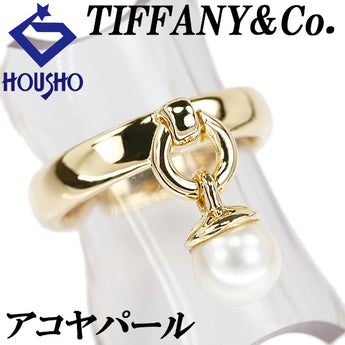 ティファニー アコヤ真珠 ドアノック リング K18イエローゴールド TIFFANY&Co. 一粒パール 揺れる【中古】【901991】