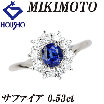 ミキモト ブルーサファイア リング  ダイヤモンド Pt900 MIKIMOTO V字【中古】【901996】