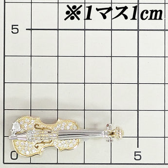ダイヤモンド ブローチ K18イエローゴールド Pt900 バイオリン 楽器 音楽 ミュージック【中古】【902000】