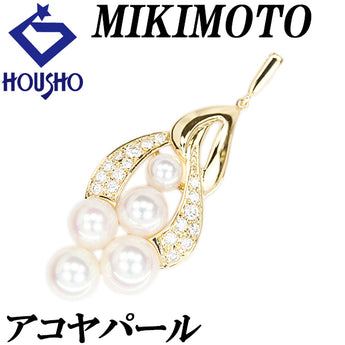 Mikimoto Akoya Pearl Pendant Top with Diamonds in 18K Yellow Gold [Pre-owned] [Product Number: 902003]