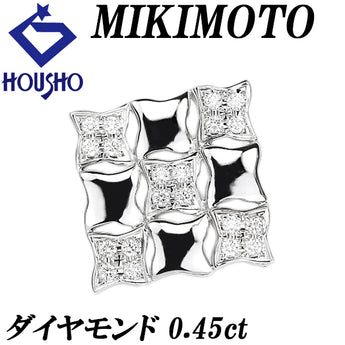 ミキモト ダイヤモンド ブローチ  K18ホワイトゴールド MIKIMOTO 2way ペンダントトップ チェック スクエア 四角【中古】【902005】