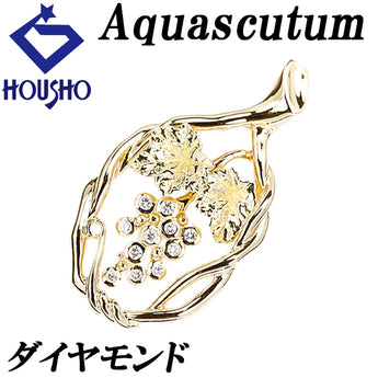 Aquascutum diamond pendant top in 18K yellow gold. Aquascutum grape fruit botanical. [Pre-owned] [902018]