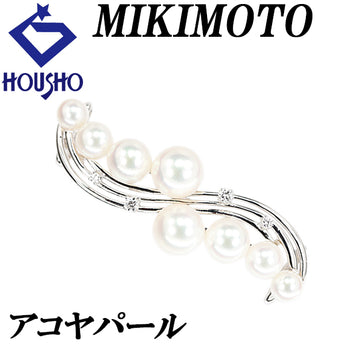 ミキモト アコヤ真珠 その他アクセサリー ダイヤモンド K14ホワイトゴールド MIKIMOTO 帯留め ウェーブ【中古】【902020】