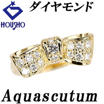 アクアスキュータム ダイヤモンド リング K18イエローゴールド Aquascutum リボン【中古】【902040】