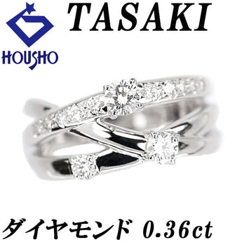 タサキ 田崎真珠 ダイヤモンド リング  K18ホワイトゴールド TASAKI 太め 幅広 3連風 重ね付け風 透かし【中古】【902057】