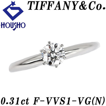 ティファニー ダイヤモンド ソリティア リング  Pt950 TIFFANY&Co. 鑑定書 グレード付き 一粒石 6本爪【中古】【902090】