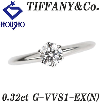 ティファニー ダイヤモンド ソリティア リング  Pt950 TIFFANY&Co. グレード付き 鑑定書 一粒石  6本爪【中古】【902094】