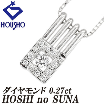星の砂 ダイヤモンド ネックレス  Pt900 Pt850 HOSHI no SUNA 梨地 ツヤ消し スクエア 四角【中古】【902098】