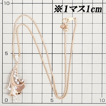 Diamond necklace in 18K pink gold with a floral, botanical design and a matte finish. [Pre-owned] [Product Code: 902102]