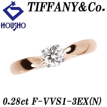 ティファニー ダイヤモンド ハーモニー リング  K18ローズゴールド Pt950 TIFFANY&Co. 鑑定書 グレード付き ソリティア 一粒石 4本爪 ピンクゴールド【中古】【902110】