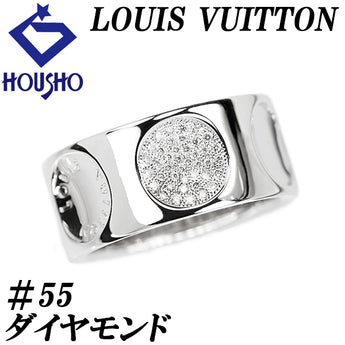 ルイ・ヴィトン ダイヤモンド グランドバーグ アンプラント リング K18ホワイトゴールド LOUIS VUITTON #55 太め 幅広 パヴェ メンズ ユニセックス【中古】【902114】