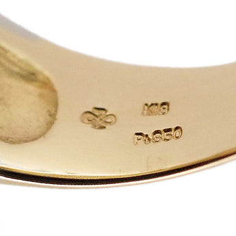 ダイヤモンド リング K18イエローゴールド Pt850 パヴェ 太め 幅広 コンビ【中古】【902116】
