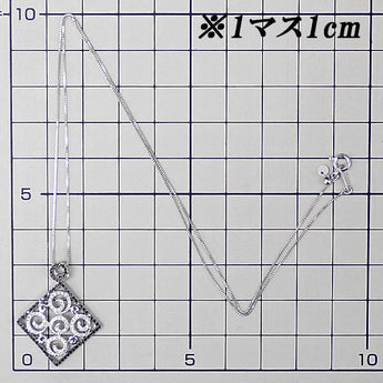 ダイヤモンド ネックレス  ブラックダイヤモンド K18ホワイトゴールド 透かし スクエア 四角【中古】【902119】